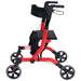 Red Deluxe Ultra Lightweight Aluminium 4 Wheeled Rollator Foldable Walking Aid Loops