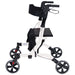 White Deluxe Ultra Lightweight Aluminium 4 Wheeled Rollator Foldable Walking Aid Loops