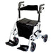 White Deluxe Aluminium Rollator and Transit Chair 2-in-1 Dual Function Walker Loops