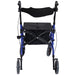Blue Deluxe Aluminium Rollator and Transit Chair 2-in-1 Dual Function Walker Loops