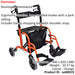 Orange Deluxe Aluminium Rollator and Transit Chair 2-in-1 Dual Function Walker Loops