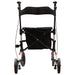 White Aluminium 4 Wheel Rollator Walking Aid - Flat Folding - 136kg Weight Limit Loops