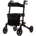 Purple Aluminium 4 Wheel Rollator Walking Aid - Flat Folding 136kg Weight Limit Loops