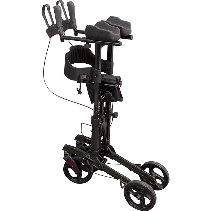 Black Lightweight Aluminium Forearm Rollator Mobility Aid - 136kg Weight Limit Loops