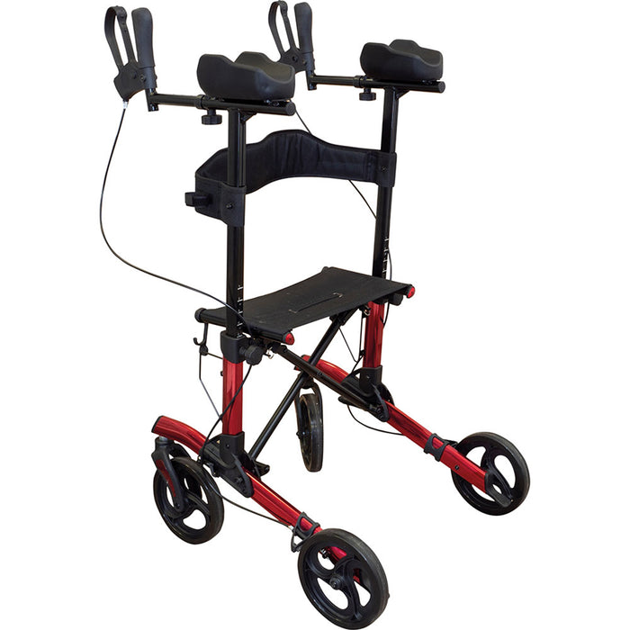 Red Lightweight Aluminium Forearm Rollator Mobility Aid - 136kg Weight Limit Loops