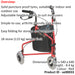 Red Three Wheeled Steel Walker - Puncture Proof Tyres - 115kg Weight Limit Loops