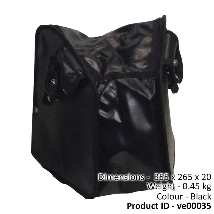 Black Tri-Walker Vinyl Bag - Wipe-clean Shopping Grocery Bag Press-stud Fastener Loops