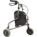 Silver Three Wheeled Steel Tri-Walker - Height Adjustable - 115kg Weight Limit Loops