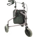 Silver Three Wheeled Steel Tri-Walker - Height Adjustable - 115kg Weight Limit Loops