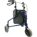 Blue Three Wheeled Foldable Tri-Walker - Bag Included - 132kg Weight Limit Loops