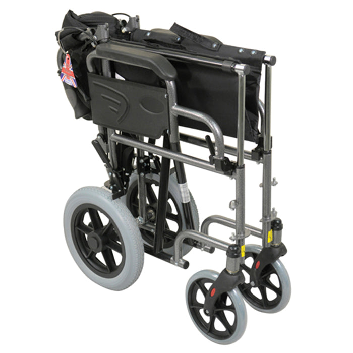 Deluxe Attendant Propelled Steel Wheelchair - Compact Foldable Design - Hammered Loops