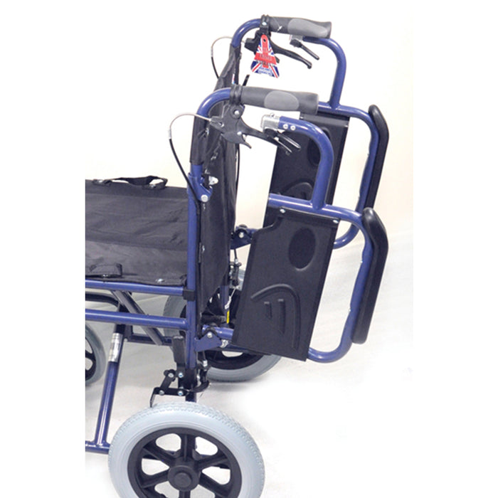 Deluxe Attendant Propelled Steel Wheelchair - Compact Foldable Design - Blue Loops