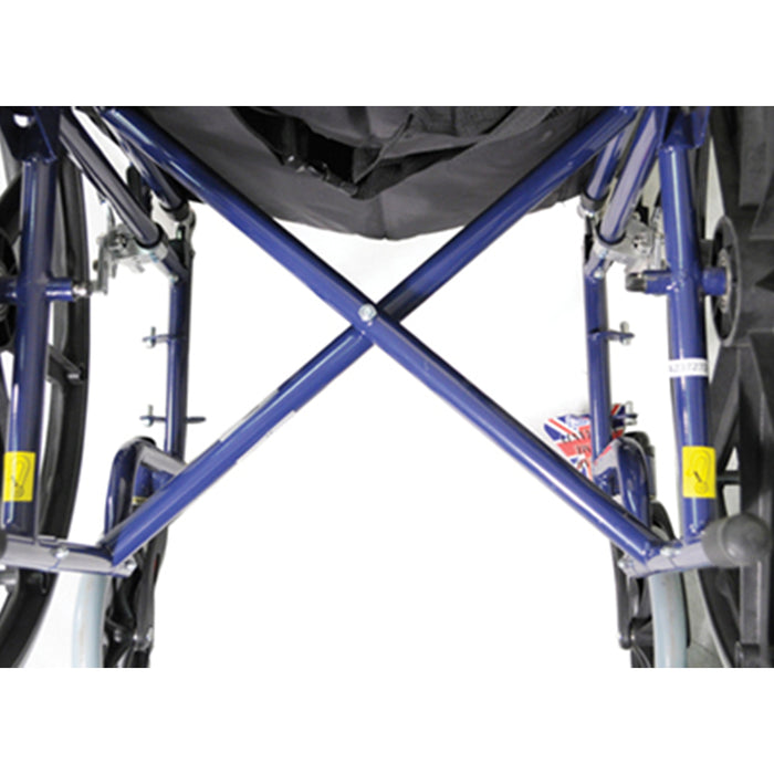 Deluxe Self Propelled Steel Wheelchair - Semi-Foldable Design - Blue Finish Loops