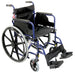 Deluxe Self Propelled Steel Wheelchair - Semi-Foldable Design - Blue Finish Loops