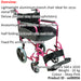 Lightweight Aluminium Compact Attendant Propelled Transport Wheelchair - Pink Loops