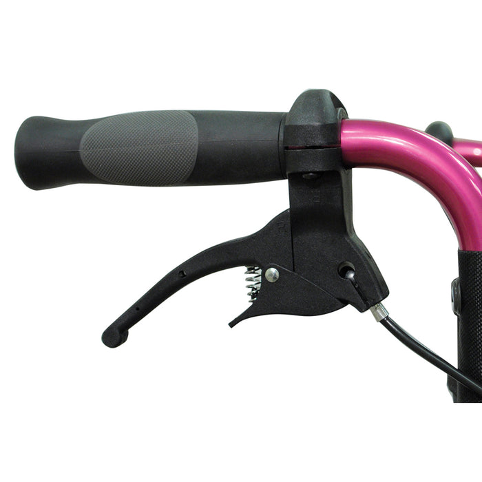 Lightweight Aluminium Compact Attendant Propelled Transport Wheelchair - Pink Loops