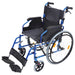 Deluxe Self Propelled Aluminium Wheelchair - Compact Foldable Design - Blue Loops