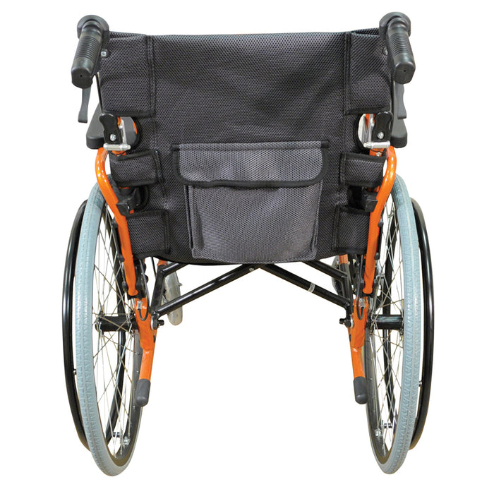 Deluxe Self Propelled Aluminium Wheelchair - Compact Foldable Design - Orange Loops