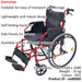 Deluxe Self Propelled Aluminium Wheelchair - Compact Foldable Design - Red Loops