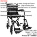 Lightweight Steel Compact Attendant Propelled Transit Wheelchair - Black Loops