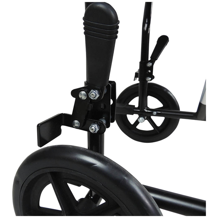 Lightweight Steel Compact Attendant Propelled Transit Wheelchair - Black Loops