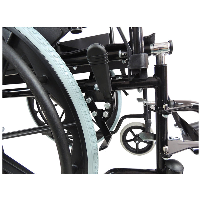 Lightweight Self Propelled Steel Transit Wheelchair - Foldable Design - Black Loops