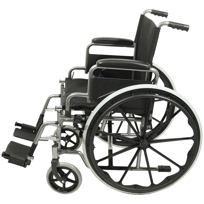 Lightweight Self Propelled Steel Transit Wheelchair - Foldable Design - Hammered Loops