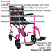 Compact Attendant Propelled Lightweight Aluminium Transit Wheelchair - Pink Loops