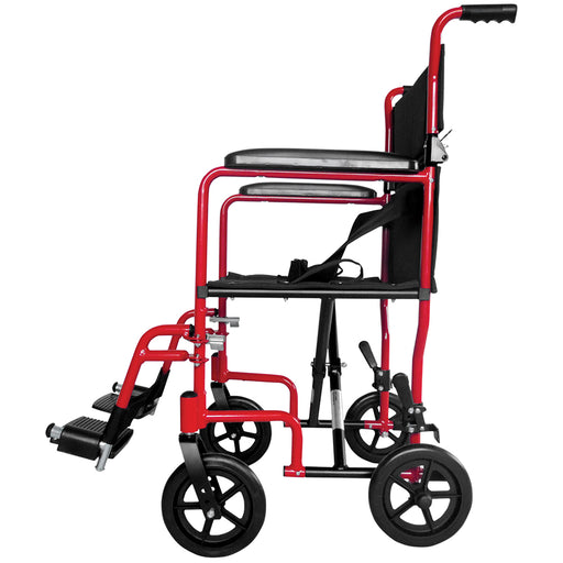 Compact Attendant Propelled Lightweight Aluminium Transit Wheelchair - Red Loops