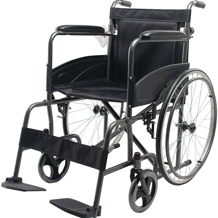 Deluxe Self Propelled Steel Wheelchair - Semi-Foldable - 110kg Weight Limit Loops