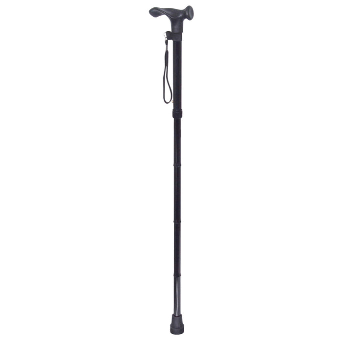 Collapsible Telescopic Right Handed Ergonomic Walking Stick - 5 Height Settings Loops