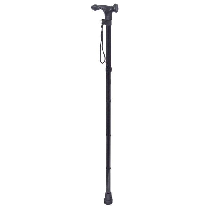 Collapsible Telescopic Right Handed Ergonomic Walking Stick - 5 Height Settings Loops