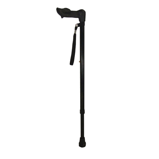 Right Handed Ergonomic Handled Walking Stick - Extendable - 10 Height Settings Loops