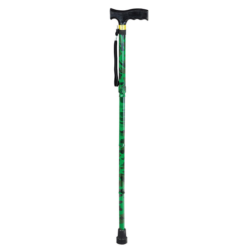Extendable Walking Stick with Ergonomic Wooden Handle - Camouflage Pattern Loops