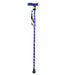 Blue Extendable Walking Stick with Plastic Handle - Engraved Pattern - Foldable Loops