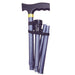 Plastic Handled Folding Extendable Walking Stick - Blue & Grey Checkered Pattern Loops