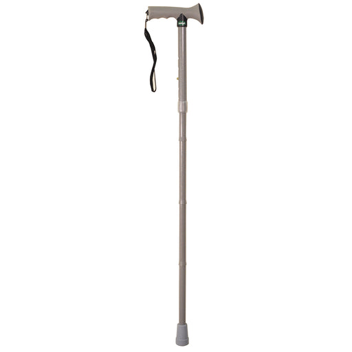 Foldable Walking Stick with Ergonomic Rubber Handle - 5 Height Settings - Grey Loops