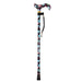 Deluxe Ambidextrous Walking Cane - 10 Height Settings - Black Floral Pattern Loops