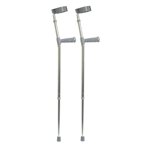 PAIR PVC Wedge Handled Aluminium Elbow Crutch - Single Height Adjustment Loops
