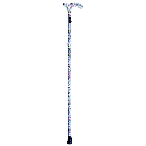 Deluxe Ambidextrous Foldable Walking Cane - 5 Height Settings - Floral Design Loops