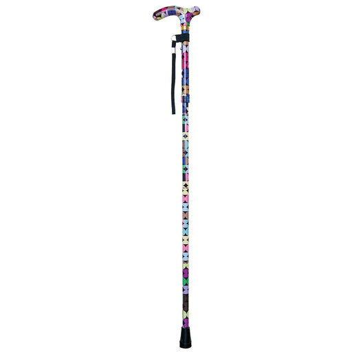 Deluxe Ambidextrous Foldable Walking Cane - 5 Height Settings - Sixties Design Loops