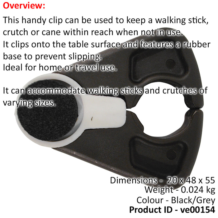 Cane and Crutch Holder Clip - Secures Cane to Table - Pocket Sized Crutch Clip Loops