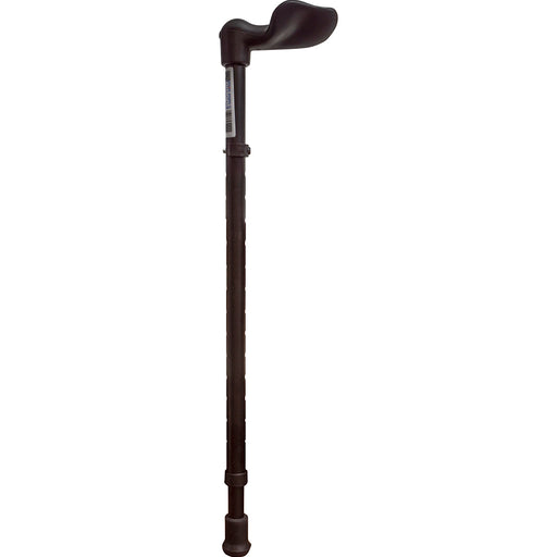 Right Handed Ergonomic Handled Walking Stick - Telescopic Height - Matt Black Loops