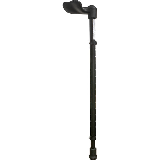 Left Handed Ergonomic Handled Walking Stick - Telescopic Height - Matt Black Loops