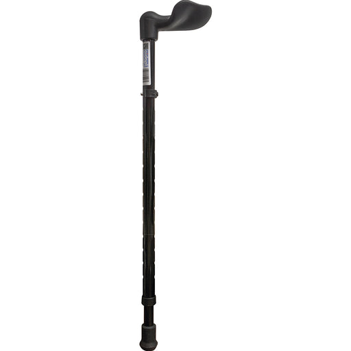 Right Handed Ergonomic Handled Walking Stick - Telescopic Height - Gloss Black Loops