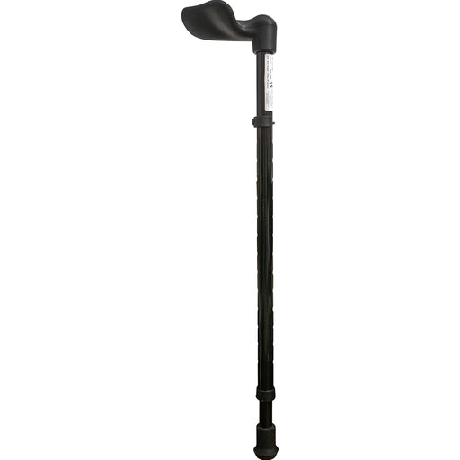 Left Handed Ergonomic Handled Walking Stick - Telescopic Height - Gloss Black Loops