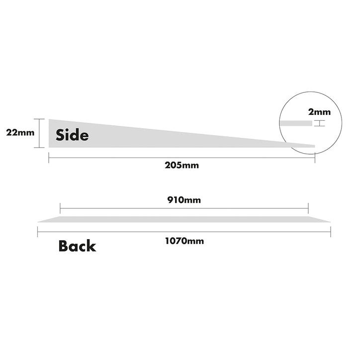Threshold Edge Slip Resistant Rubber Ramp - 25 x 1070 x 205mm - Easy Install Loops