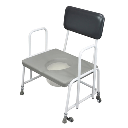 Bariatric Commode Chair with Fixed Arms - 7.5 Litre Pail - 254kg Weight Limit Loops