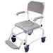 Height Adjustable Shower Commode Chair - Rust Free Alloy Frame Folding Footrest Loops