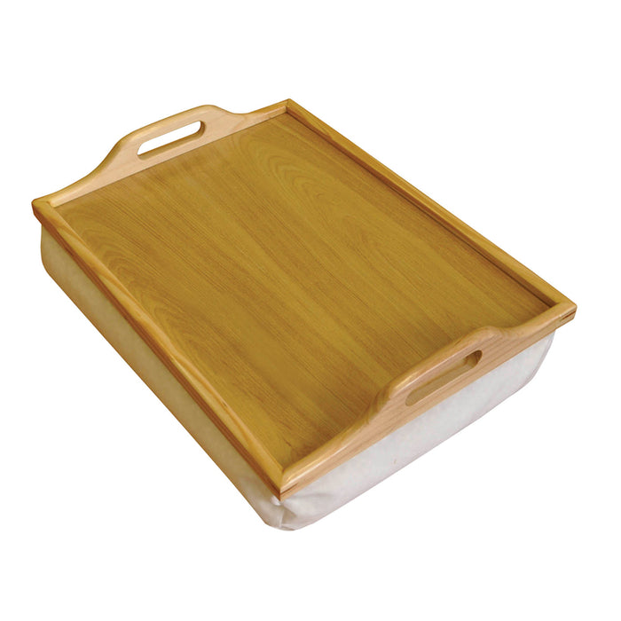 Laminated Wooden Lap Tray with Built in Cushion - 80 x 400 x 302mm - Easy Clean Loops